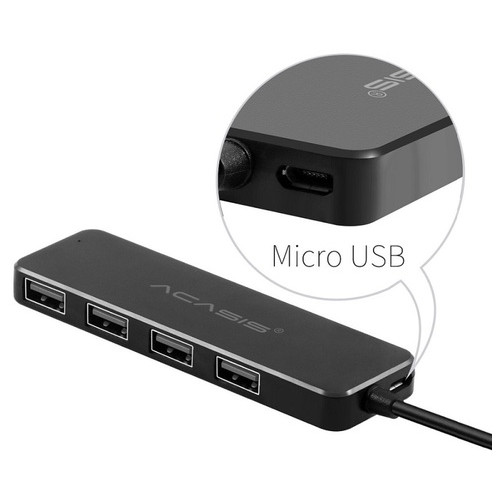USB хаб Acasis AB2-L412 на 4 порти USB 2.0 Black фото №2