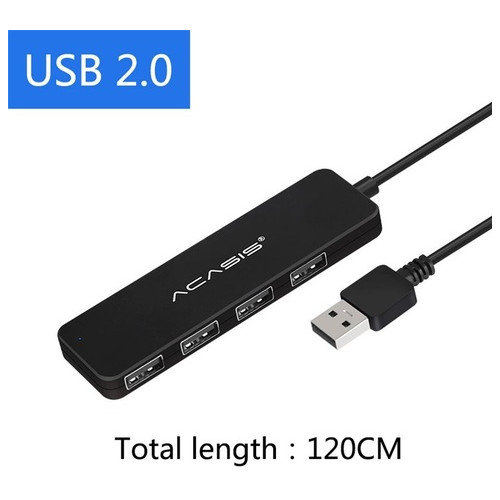 USB хаб Acasis AB2-L412 на 4 порти USB 2.0 Black фото №4