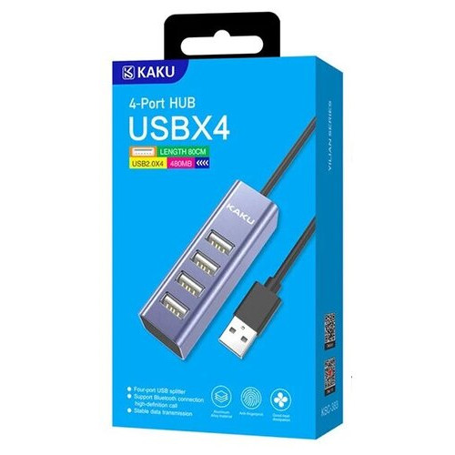 USB Хаб Kaku KSC-383 на 4 USB порти - сірий фото №4
