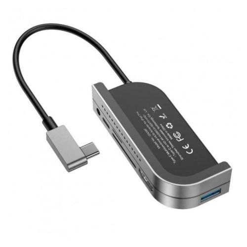 USB-хаб Baseus Bend Angle No.7 Multifunctional Type-C HUB Converter (Upgrade) Dark Grey (CAHUB-WJ0G) фото №1