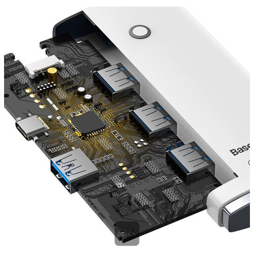 Перехідник HUB Baseus Lite Series 4-Port USB-A HUB Adapter (USB-A to USB 3.0*4) 25cm (WKQX) Білий фото №3