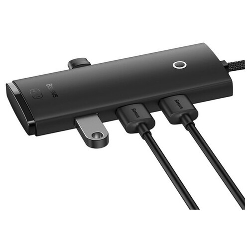 Перехідник HUB Baseus Lite Series 4-Port USB-A HUB Adapter (USB-A to USB 3.0*4) 25cm (WKQX) Чорний фото №2