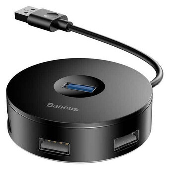 USB-хаб Baseus Round box HUB adapter (USB3.0 to USB3.0*1 USB2.0*3) Black (CAHUB-F01) фото №2