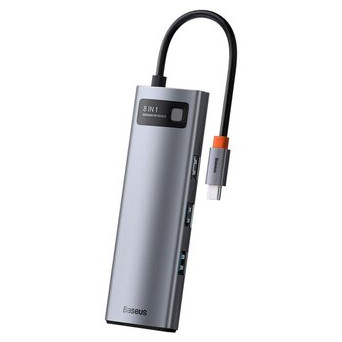 USB-C хаб (HUB) Baseus CAHUB-CV0G 8-in-1, 3xUSB 3.0 HDMI USB-C PD RJ45 microSD/SD зчитувач фото №1