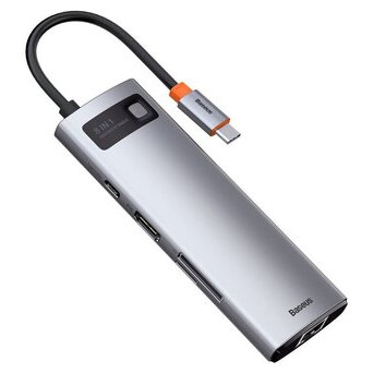USB-C хаб (HUB) Baseus CAHUB-CV0G 8-in-1, 3xUSB 3.0 HDMI USB-C PD RJ45 microSD/SD зчитувач фото №3