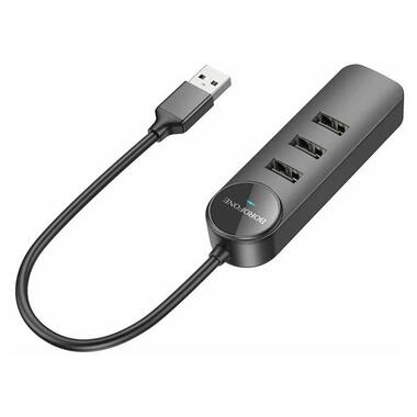 USB-хаб Borofone DH5 Erudite 4-in-1 Type-C to 4xUSB 2.0 20 см Black (6941991104237) фото №2