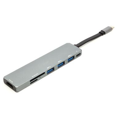 Концентратор USB 3.1 Type-C to USB Hub, HDMI, Card Reader (SD, micro SD) PowerPlant (CA912094) фото №1