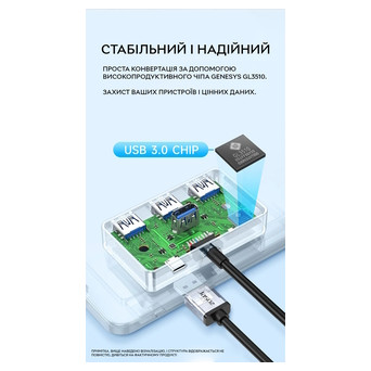 USB-хаб Jasoz HUB 4USB3.0 0.3 м Білий фото №4