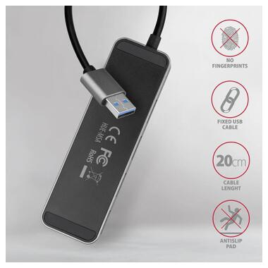 Концентратор AXAGON USB 3.1 to 4xUSB 3.0 0.2m switch black (HUE-MSA) фото №5