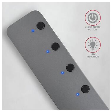 Концентратор AXAGON USB 3.1 to 4xUSB 3.0 0.2m switch black (HUE-MSA) фото №3