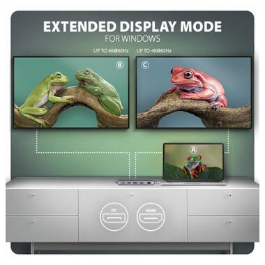 Концентратор AXAGON USB-C 12-in-1 HDMI + DisplayPort + RJ45 1000Mbps + PD100W aluminum gray (HMC-12GM2) фото №10