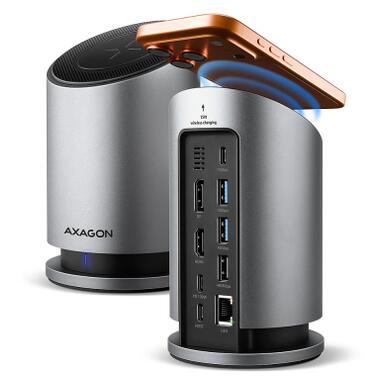 Концентратор AXAGON USB-C 9-in-1 wireless 15W PD100W 0.6m (HMC-WL9) фото №1