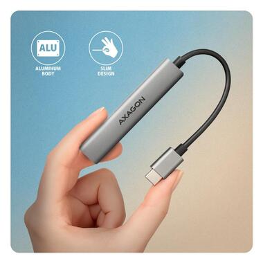 Концентратор AXAGON USB-C to 1xUSB-A 5Gbps + 2xUSB-A 480Mbps + 1xUSB-C 480Mbps 0.12m aluminum (HUE-STC) фото №6