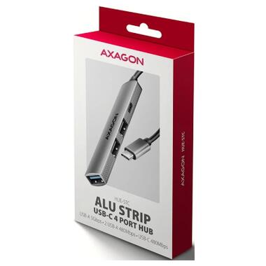 Концентратор AXAGON USB-C to 1xUSB-A 5Gbps + 2xUSB-A 480Mbps + 1xUSB-C 480Mbps 0.12m aluminum (HUE-STC) фото №2