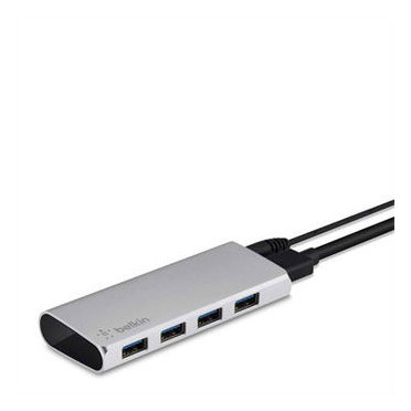 Концентратор Belkin USB 3.0 Ultra-Slim Metal 4 порта + USB-C кабель Silver (F4U088vf) фото №3