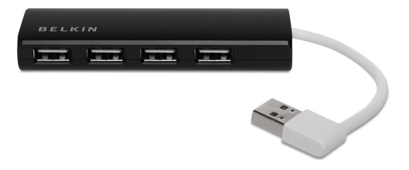 Концентратор Belkin USB 2.0, Ultra-Slim Travel, 4 порта, пассивный без БП, Black (F4U042bt) фото №2