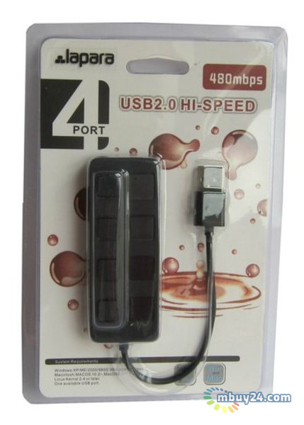 USB ХАБ Lapara LA-SLED4 чорний USB 2.0 4 порти фото №4