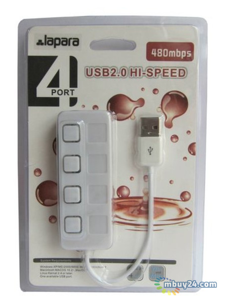 USB ХАБ Lapara LA-SLED4 білий USB 2.0 4 порти фото №3