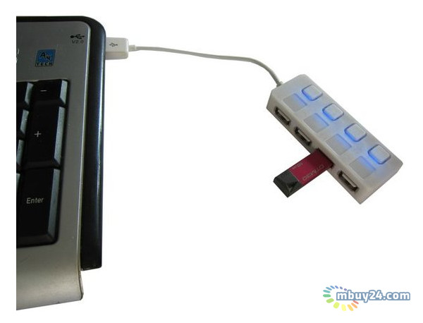 USB ХАБ Lapara LA-SLED4 білий USB 2.0 4 порти фото №2