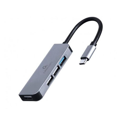 Концентратор USB Type-C Cablexpert 1xUSB3.0, 3xUSB2.0, метал, сірий (UHB-CM-U3P1U2P3-01) фото №1