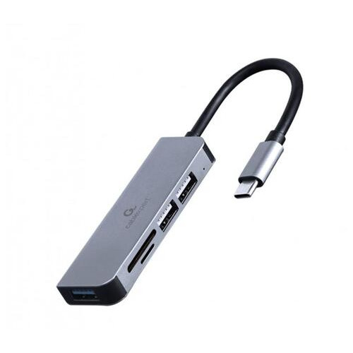 Концентратор USB Type-C Cablexpert 1xUSB3.1, 2xUSB2.0, кардрідер, метал, сірий (UHB-CM-CRU3P1U2P2-01) фото №1