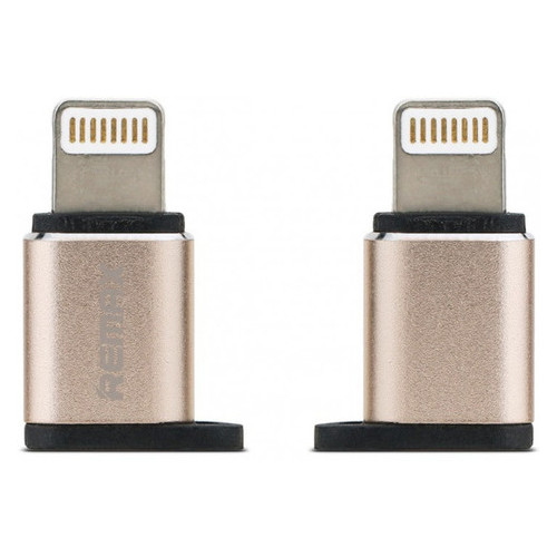 Перехідник Visual RA-USB2 microUSB(F) to Lightning(M) Gold Remax 340906 фото №1