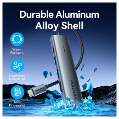 Концентратор VENTION USB-C to 4xUSB 3.0 + 1xUSB-C black (TGZHB) фото №5