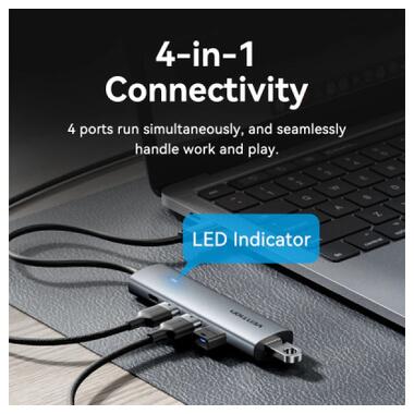 Концентратор VENTION USB-C to 4xUSB 3.0 + 1xUSB-C black (TGZHB) фото №7