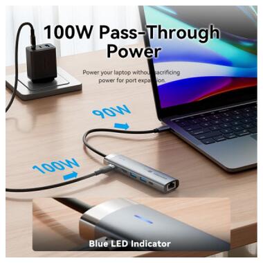 Концентратор VENTION USB-C 6-in-1 HDMI + 2xUSB 3.0 + RJ45 + PD 100W (TGNHB) фото №8