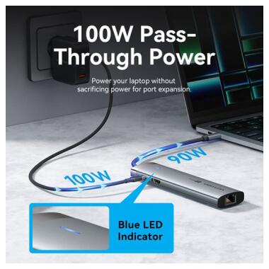 Концентратор VENTION USB-C 8-in-1 HDMI + USB 3.0 + USB 2.0 + RJ45 + SD/TF + PD 100W (TGUHB) фото №8