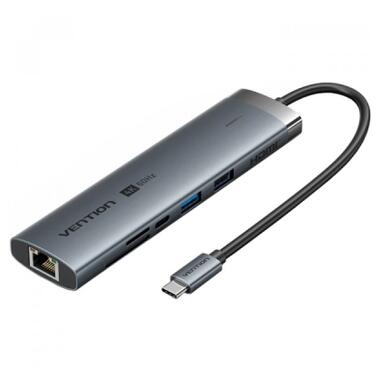 Концентратор VENTION USB-C 9-in-1 HDMI 60Hz + 2xUSB 3.0 + RJ45 + SD/TF + 3.5mm + PD 100W (TGVHB) фото №1