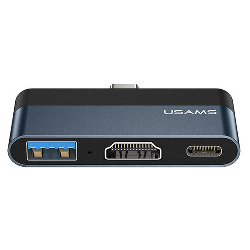 Переходник HUB Usams US-SJ492 Type-C Mini Hub (USB + HDMI + Type-C) Темно-серый фото №1