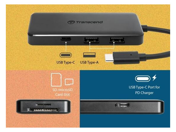 Хаб Transcend USB Type-C HUB 6 microSD/SD Black (TS-HUB5C) фото №8
