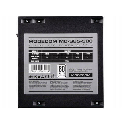 Блок живлення Modecom 500W (ZAS-MC85-CL-500-ATX-APFC) фото №6