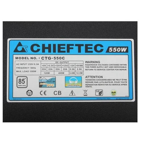 Блок живлення Chieftec 550W ATX 2.3 APFC FAN 12cm CTG-550C фото №6
