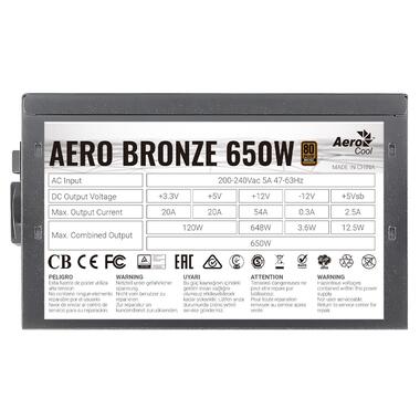 Блок живлення AeroCool Aero Bronze 650 (ACPB-AR65AEC.11) 650W фото №4