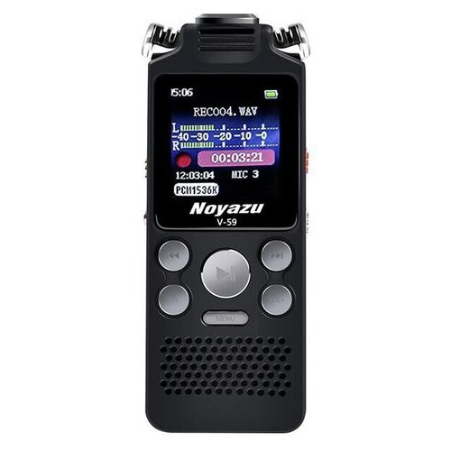 Цифровий диктофон із таймером для запису голосу Noyazu voice recorder V59, стерео, 8 Гб, чорний фото №1