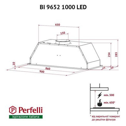 Витяжка Perfelli BI 9652 I 1000 LED фото №10
