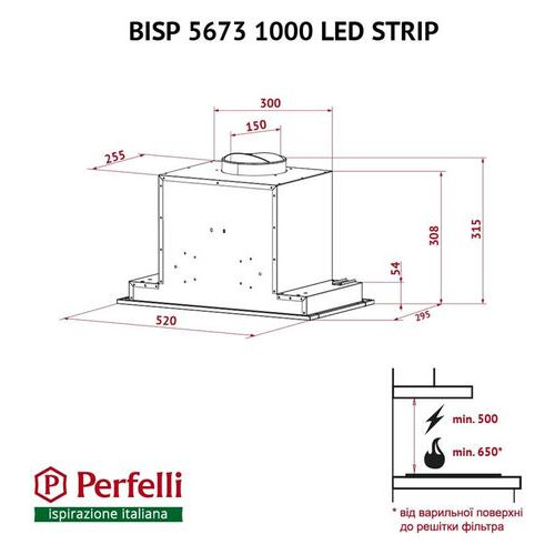 Витяжка Perfelli BISP 5673 BL 1000 LED Strip фото №10