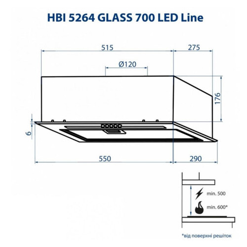 Витяжка Minola HBI 5264 BL GLASS 700 LED Line фото №9