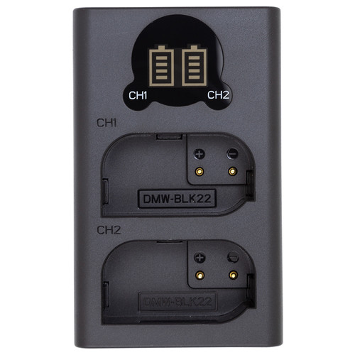 Зарядний пристрій із дисплеєм PowerPlant Panasonic DL-BLK22 для двох акумуляторів фото №1