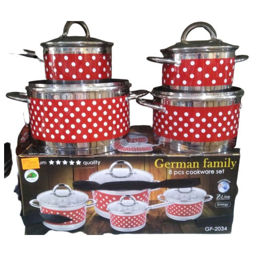 Набір каструль для кухні German Family GF-2034 8 предметів 9-шарове дно червоний (24367-2034_1778) фото №4