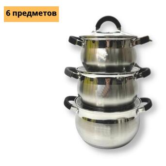 Набір кухонного посуду з нержавіючої сталі на 6 предметів XPRO GF-2044 (40373-GF-2044_1155) фото №2