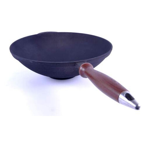 Сковорода чугунная ВОК с деревянной ручкой без крышки Ситон 1,7 л фото №3