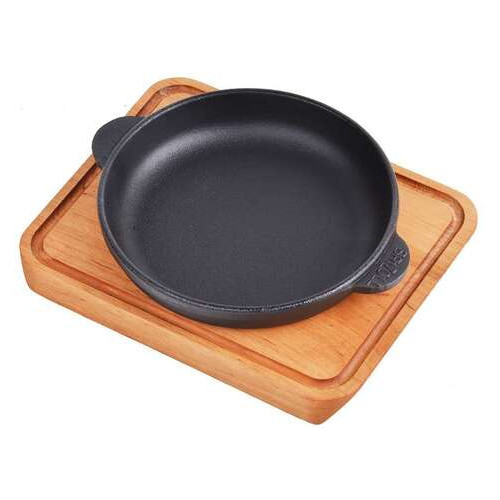Чавунна сковорода на дошці 14 см Brizoll H-1425-Д фото №4