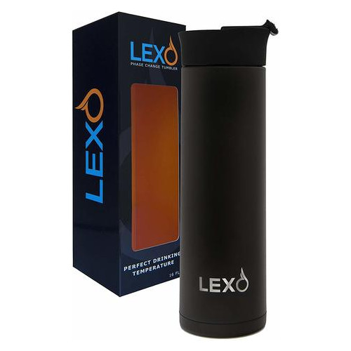 Термокружка Lexo Temperature Mug , Flip Top Lid, Black, Grit Finish, 470 мл фото №1