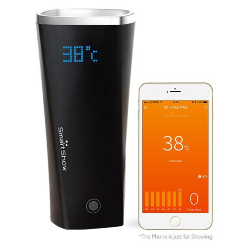 Смарт-термокружка с дисплеем SmartShow I-cup Smart Cup Drink Water Reminder Temperature Detection (Wireless Charging Mug, No Heating Function)(Black) фото №1