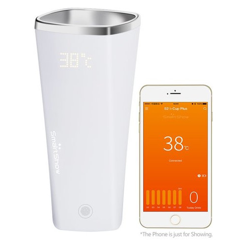 Смарт-термокружка с дисплеем SmartShow I-cup Smart Cup Drink Water Reminder Temperature Detection (Wireless Charging Mug, No Heating Function)(Белый) фото №1