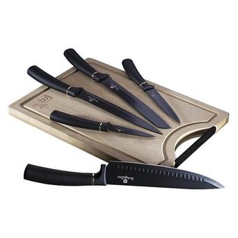 Набір ножів з дошкою 6 предметів Berlinger Haus Black Royal Collection (BH-2549) фото №1