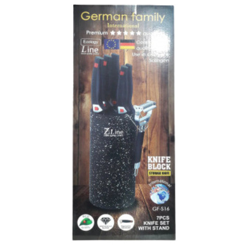 Набір професійних кухонних ножів German Family GF-S16 7 предметів чорний (GF-S16_512) фото №3